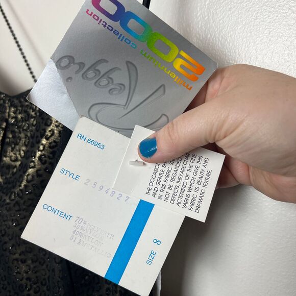 Vintage Reggio Size 8 Metallic Leopard Print Maxi Dress Gold Black Formal Prom - Picture 6 of 7